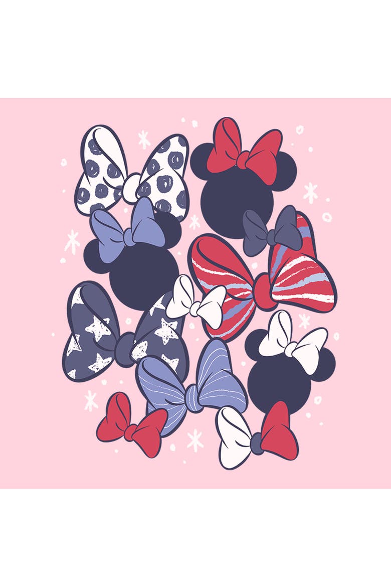 Junior's Red and White Bows Short Sleeve Graphic T-Shirt, Alternate, color, Light Pink