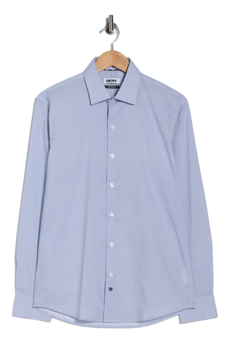 Slim Fit Mini Cross Print Stretch Dress Shirt, Alternate, color, WHITE NAVY