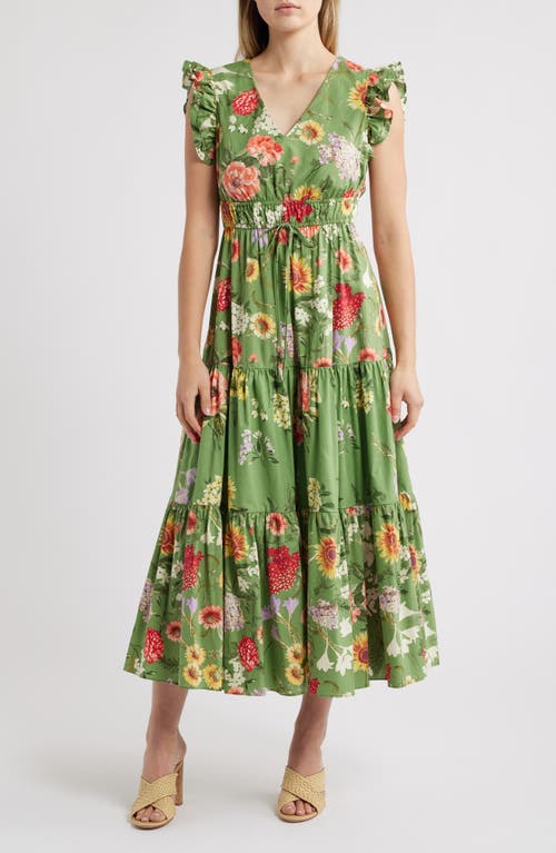 ANNE KLEIN ANNE KLEIN DRAWSTRING WAIST MAXI WITH RUF