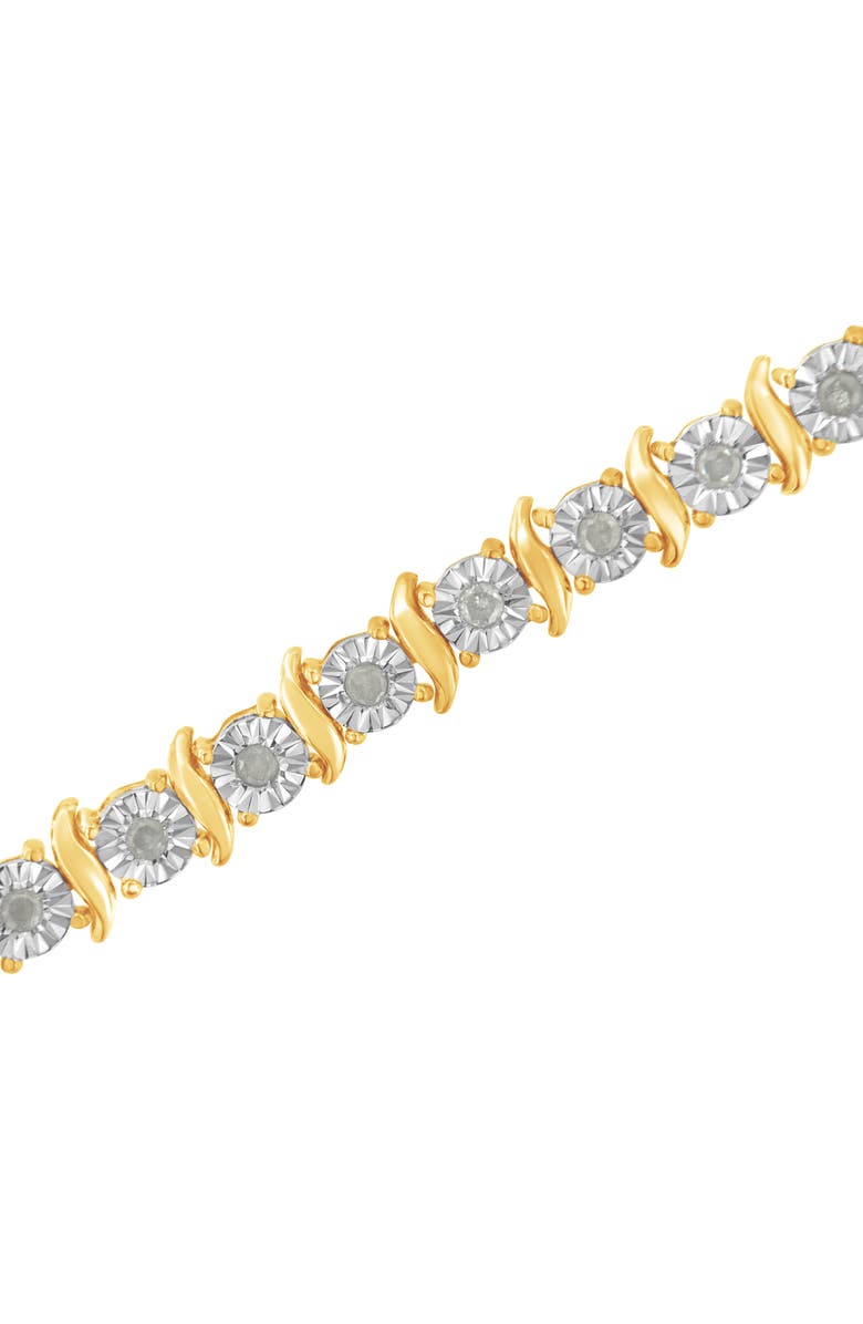 Haus of Brilliance Silver 1.0 Ctw Diamond S-Curve Link Miracle-Set Tennis Bracelet, Alternate, color, Yellow Gold Over Silver