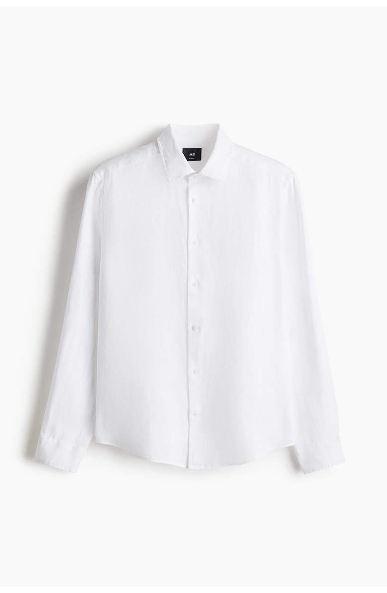 H&M Slim fit linen shirt, Alternate, color, White