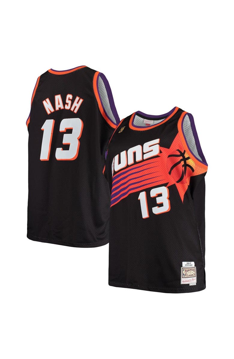 Mitchell & Ness Men's Mitchell & Ness Steve Nash Black Phoenix Suns 1996/97 Big & Tall Hardwood Classics Swingman Jersey, Main, color, Black