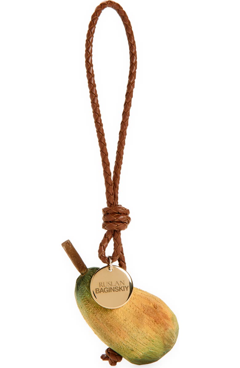 Ruslan Baginskiy Pear Bag Charm, Main, color, Yellow/ Green