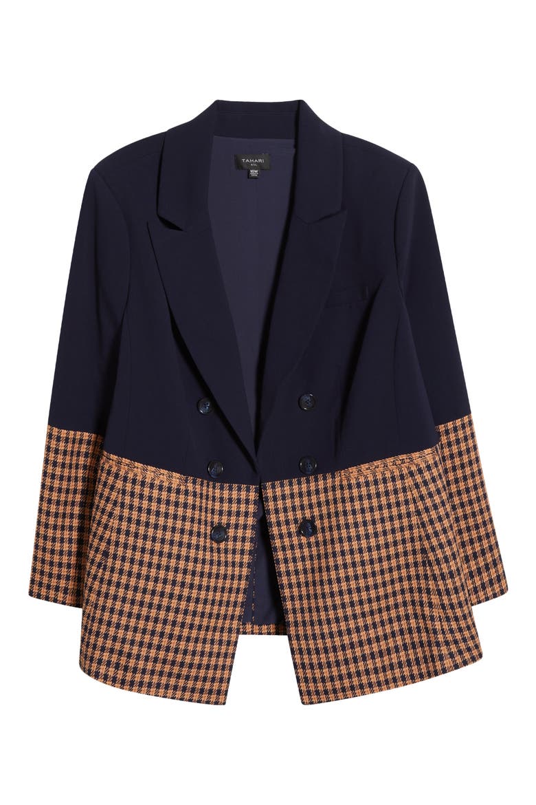 Check Color Block Jacket, Alternate, color, NEW NAVY GINGER