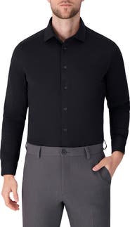 Victor Emmanuel Regular Fit Solid Black Knit Cotton Dress Shirt