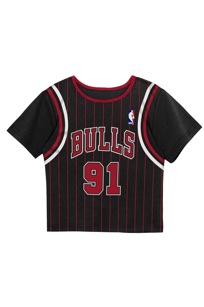 Toddler Mitchell & Ness Dennis Rodman Black Chicago Bulls 2-Piece Play by Place T-Shirt & Shorts Set, Alternate, color, Black
