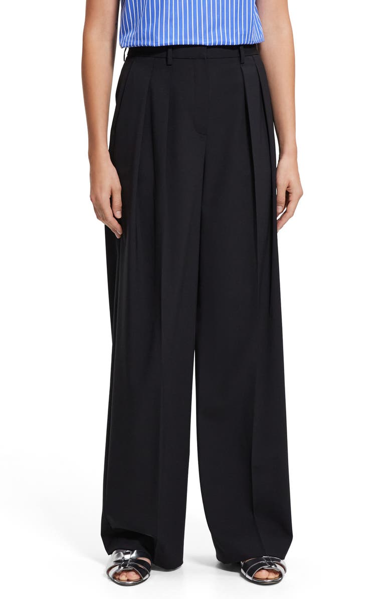 Theory New T Double Pleated Stretch Wool Pants, Main, color, 