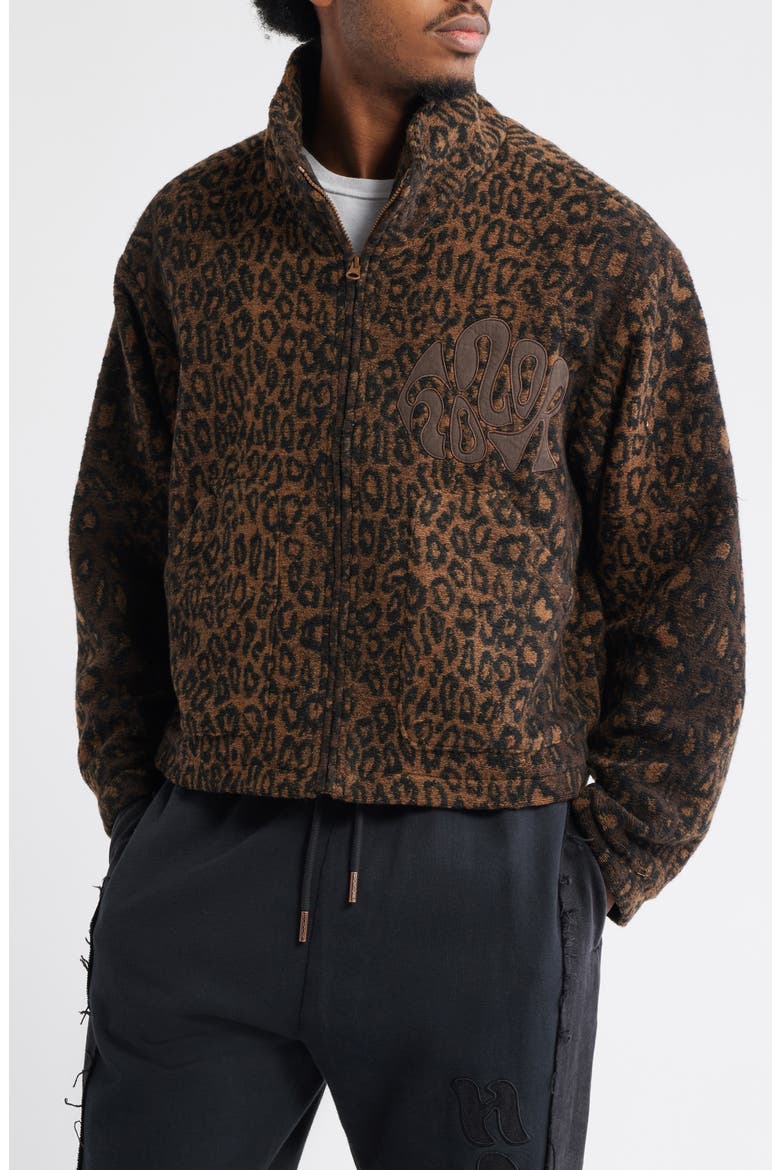 Cheetah High Pile Fleece Jacket, Alternate, color, BROWN