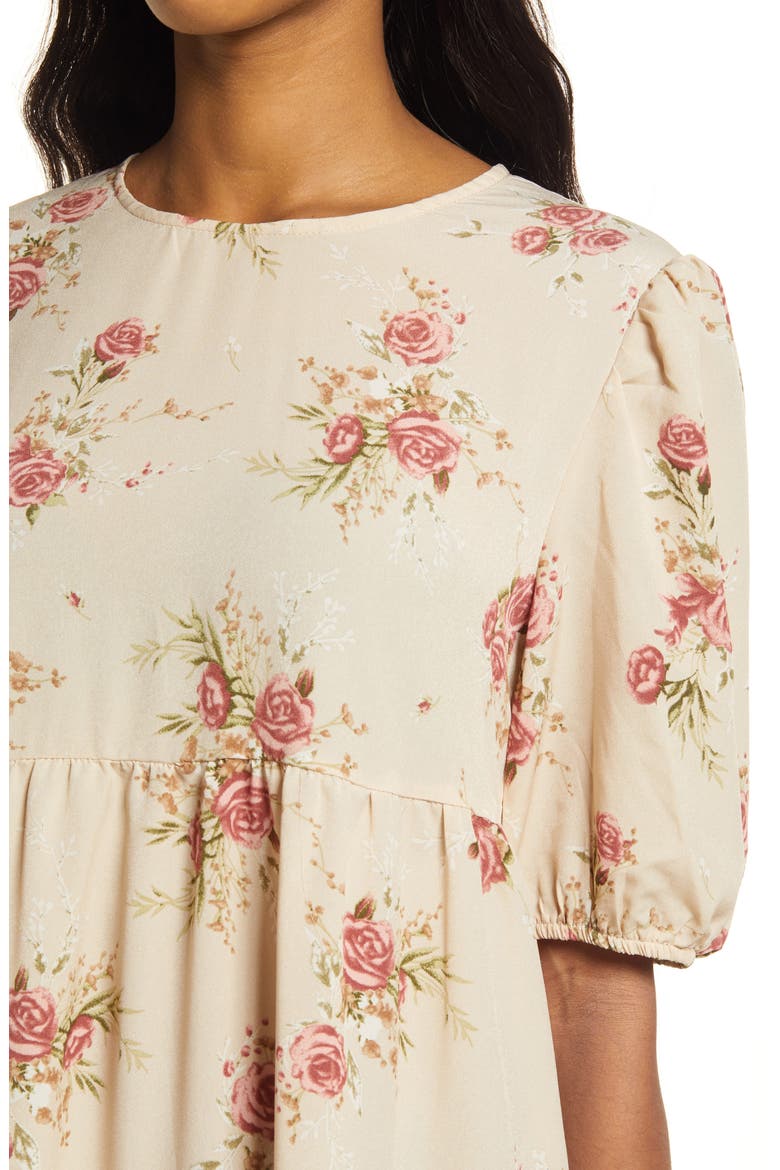 Floral Midi Dress, Alternate, color, NATURAL