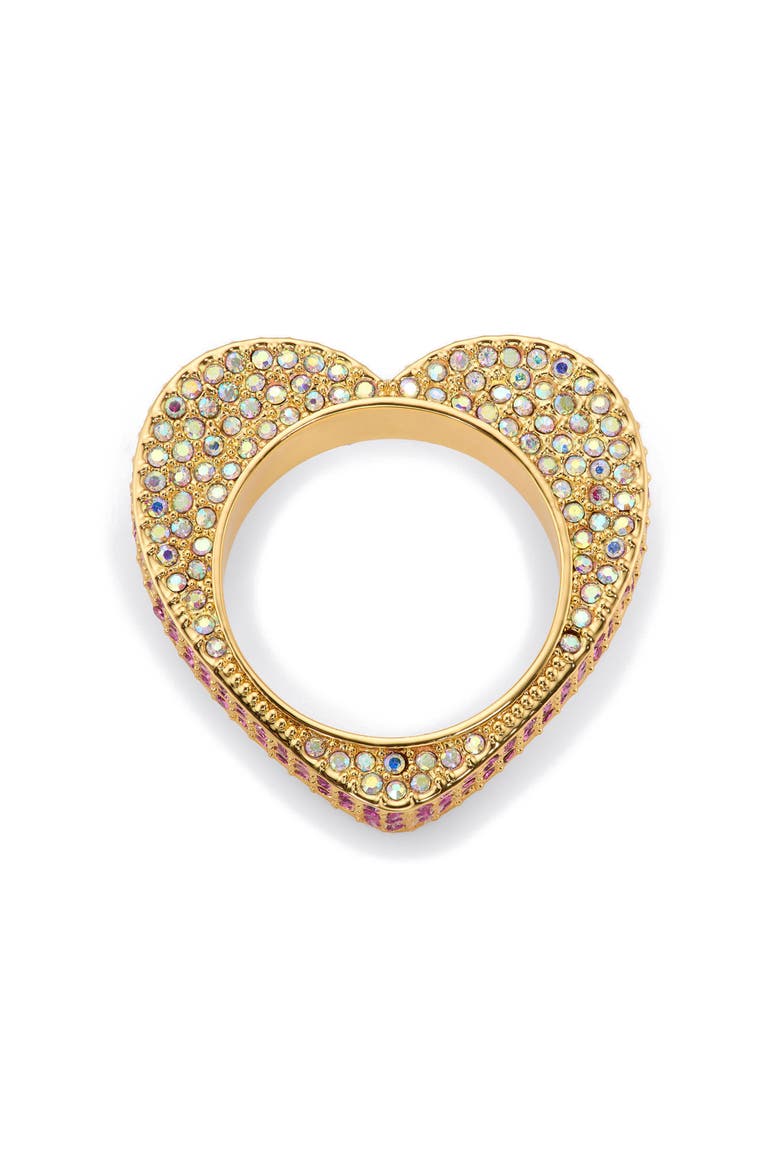 Pavé Heart Band Ring, Alternate, color, PINK
