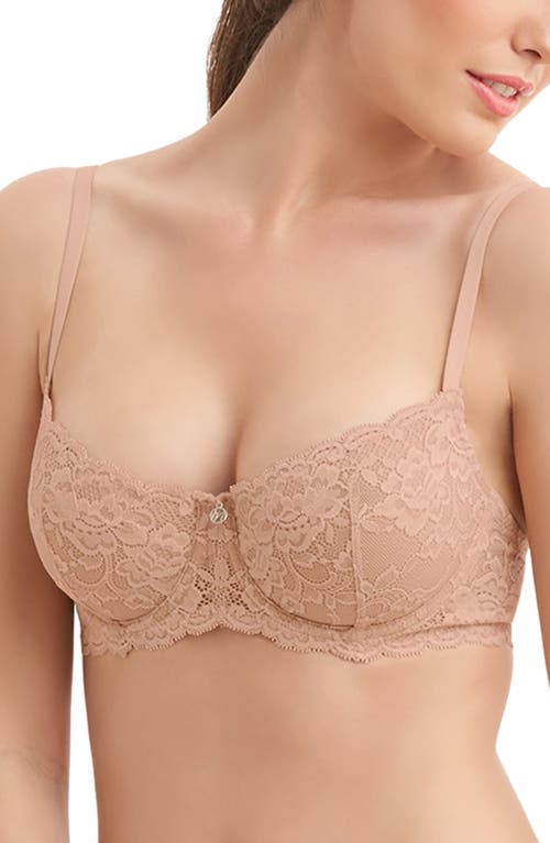 Montelle Intimates Flirt Lace Underwire Demi Bra in Sand at Nordstrom, Size 32B