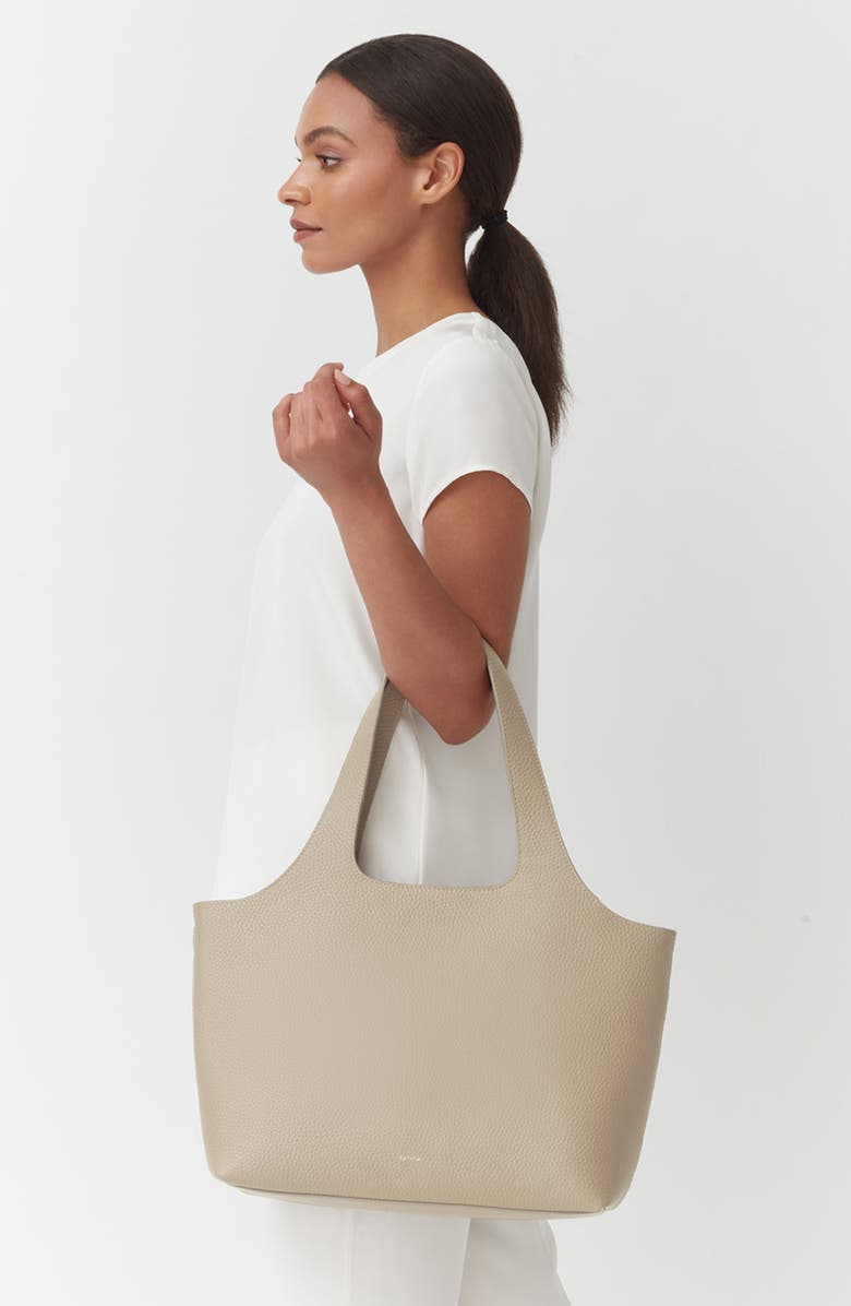 Cuyana System 13-Inch Laptop Leather Tote, Alternate, color, Stone