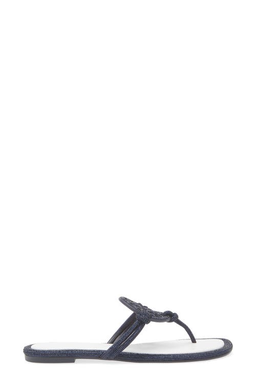 Tory Burch Miller Knotted Pavé Knotted Sandal In Perfect Navy/optic White