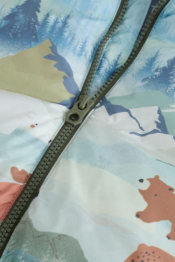 Kids' Mountain Scene Hooded Puffer Coat