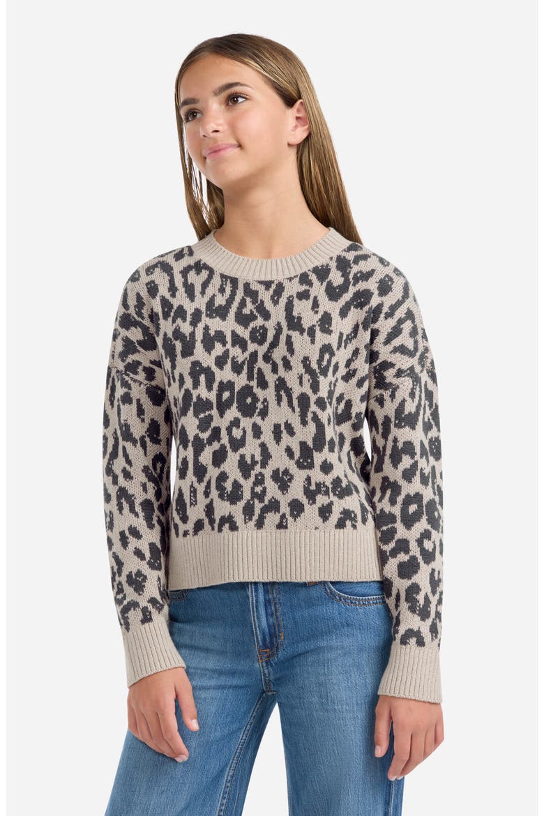 Kids' Leopard Pattern Sweater, Alternate, color, SIMPLY TAUPE