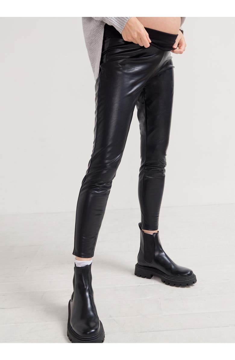 HATCH The Vegan Stretch Leather Legging, Alternate, color, Black