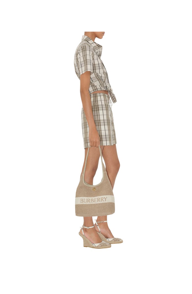 Burberry Cropped Check Cotton Shirt, Alternate, color, Cotton