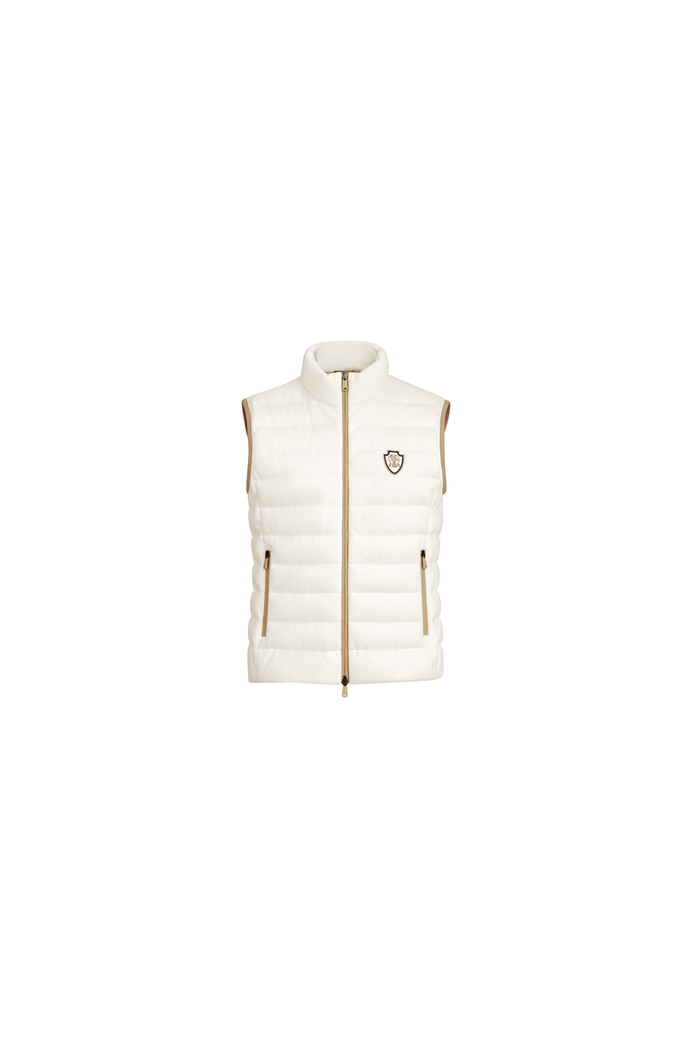 Techno cotton piqué down vest with logo, Alternate, color, White