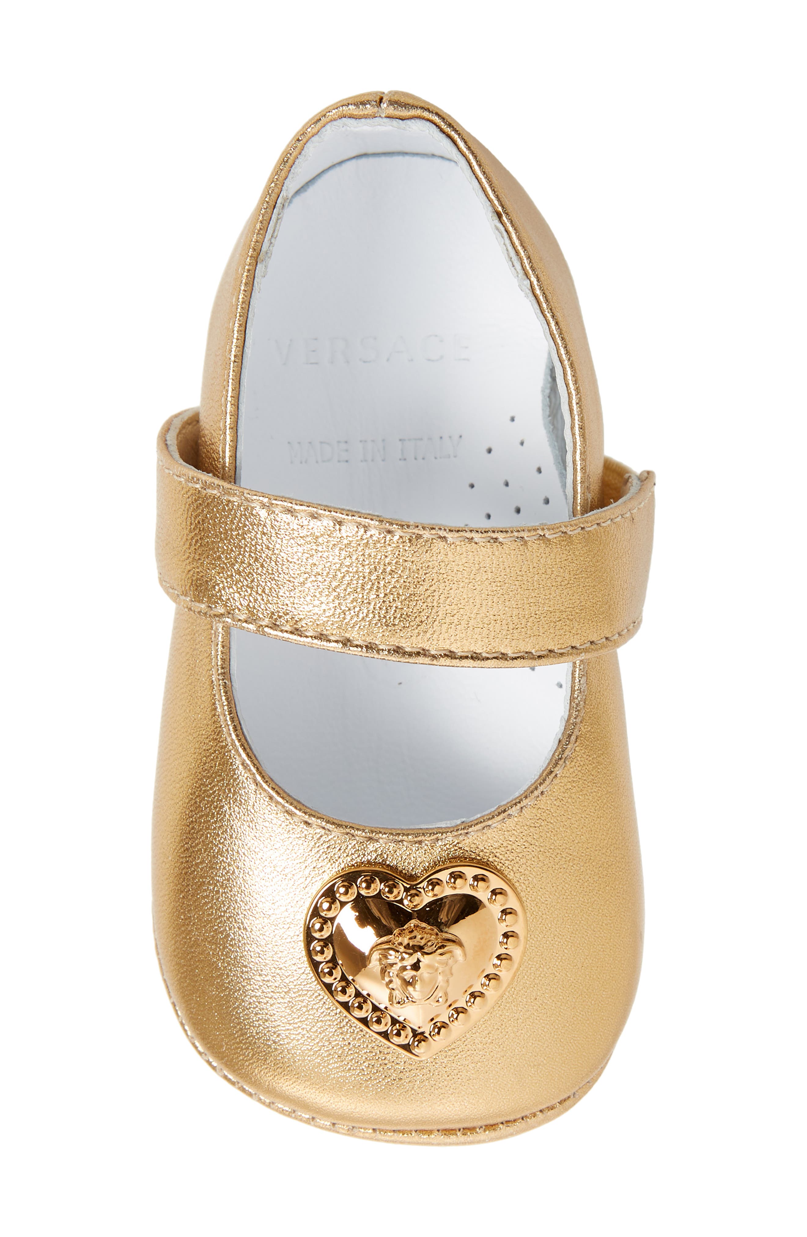 Versace Heart Medusa Mary Jane Ballet Crib Shoe, Alternate, color, 