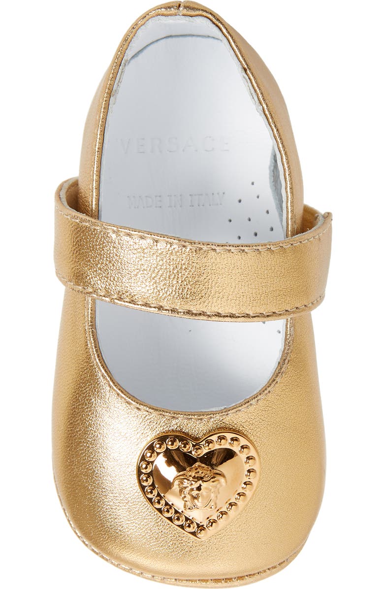 Versace Heart Medusa Mary Jane Ballet Crib Shoe, Alternate, color,