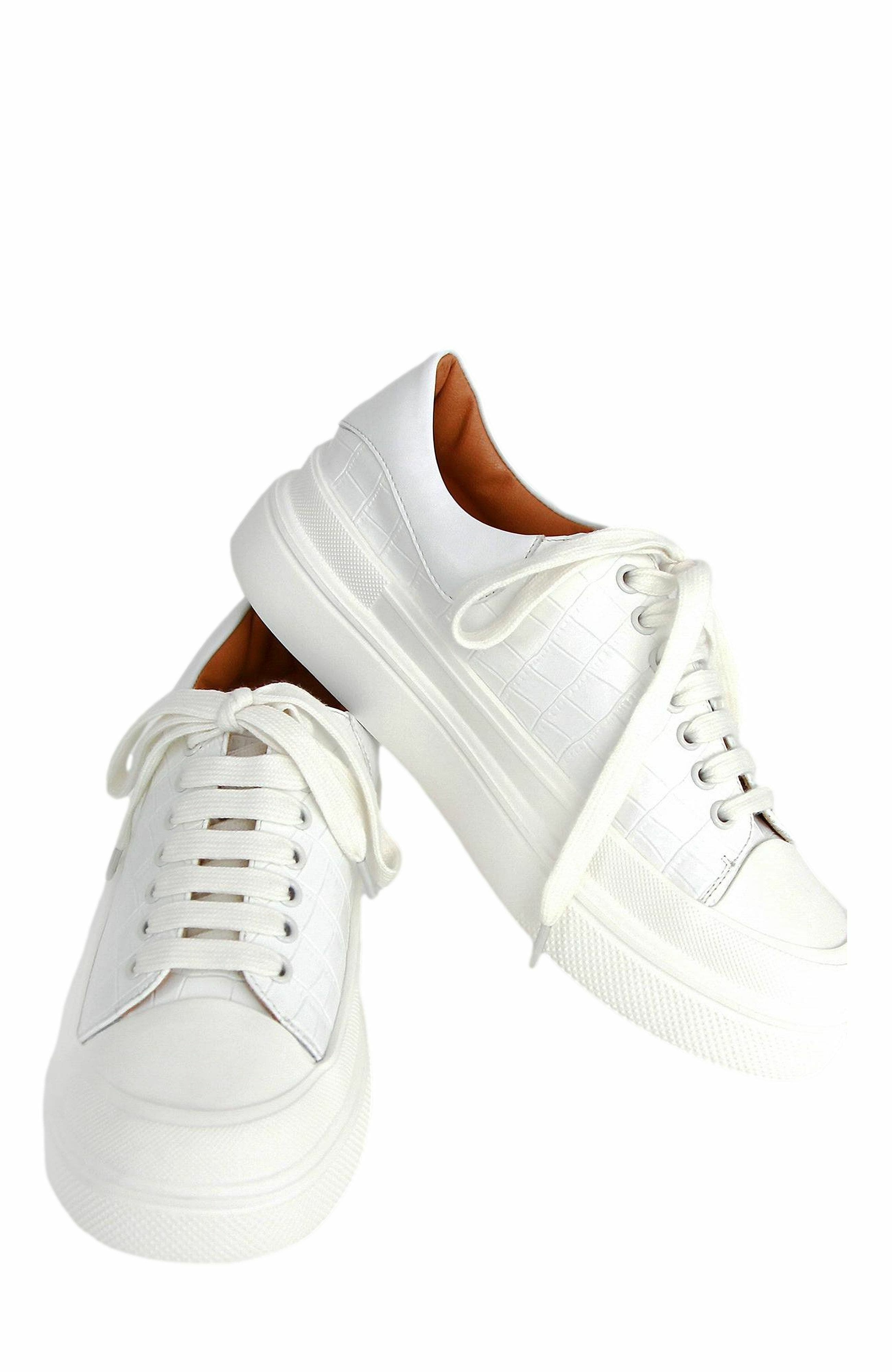 Just A Dream Croc Leather Sneaker, Alternate, color, White