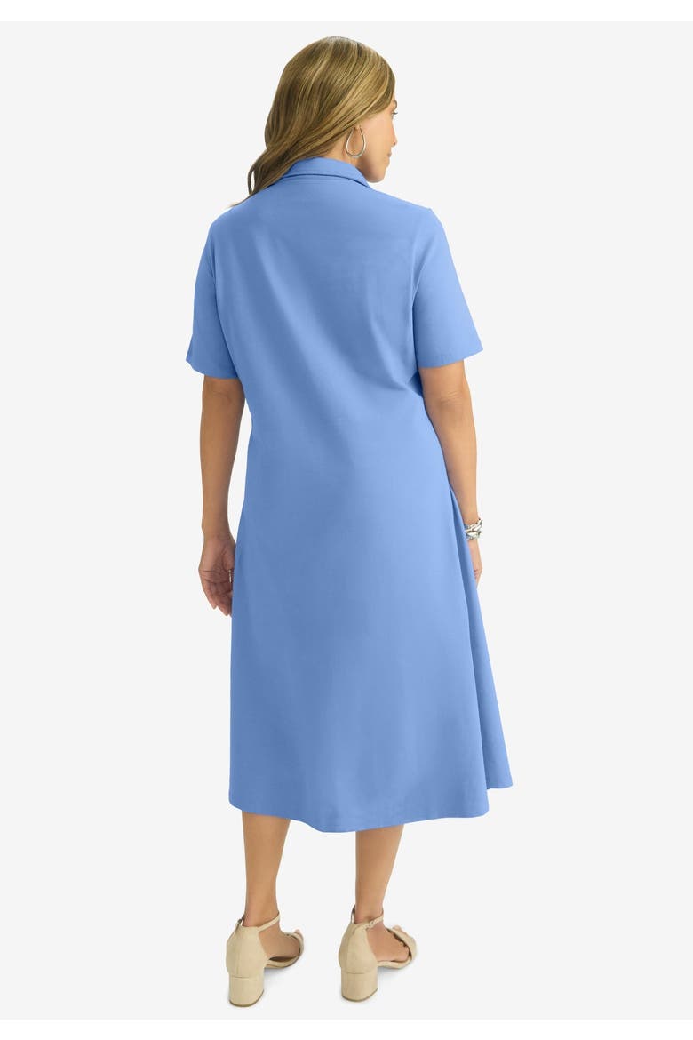 Stretch Cotton Notch Neck Midi Dress, Alternate, color, FRENCH BLUE