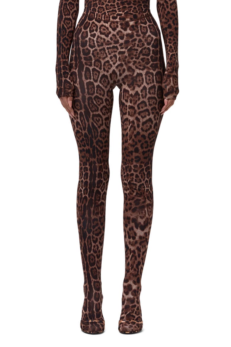 Print Toe Leggings, Main, color, BROWN LEOPARD
