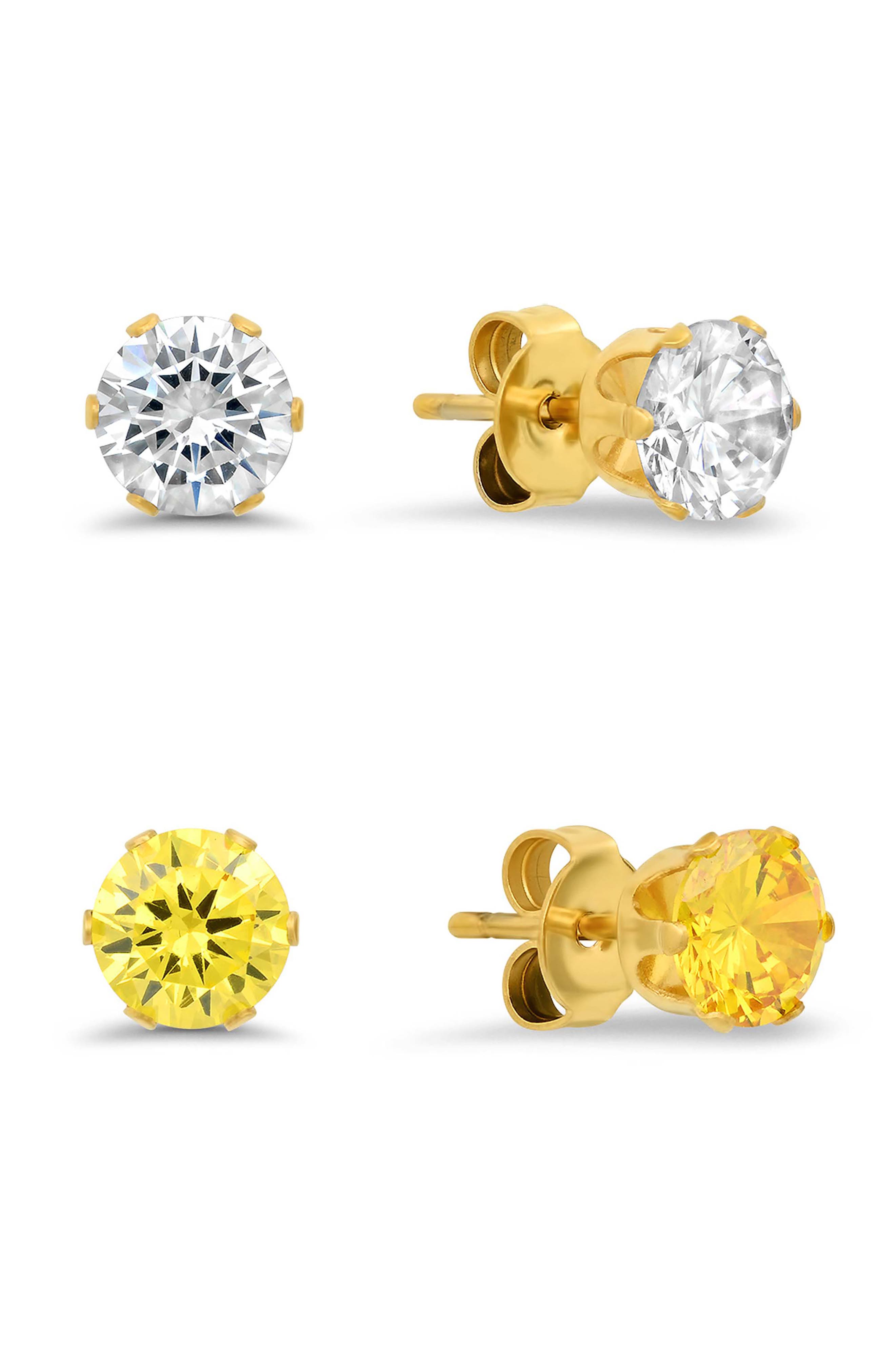 Set of 2 Round Stud Earrings