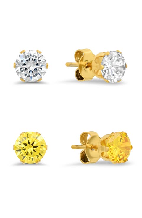 Set of 2 Round Stud Earrings
