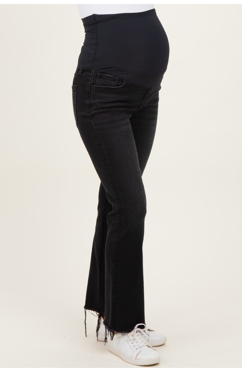 PinkBlush Vintage Wash Frayed Hem Kick Flare Maternity Jeans, Alternate, color, Black