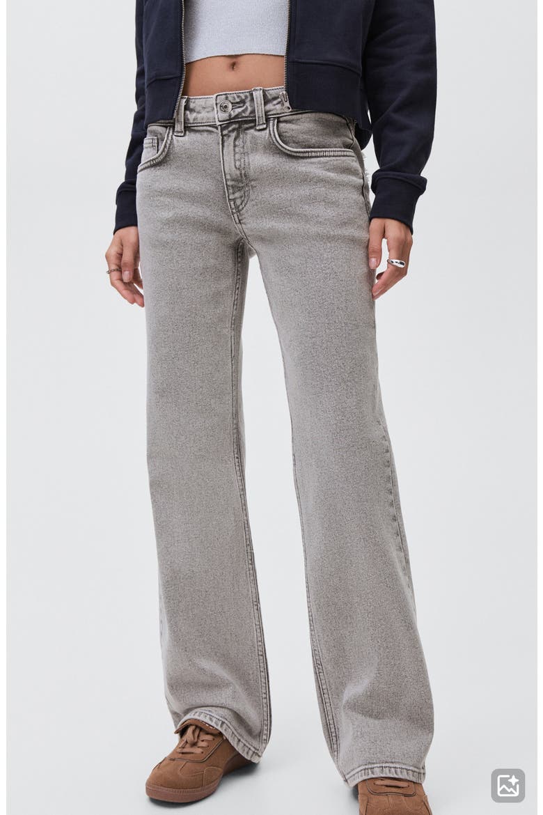 Frayed Butterfly Straight Leg Jeans, Main, color, DENIM GREY