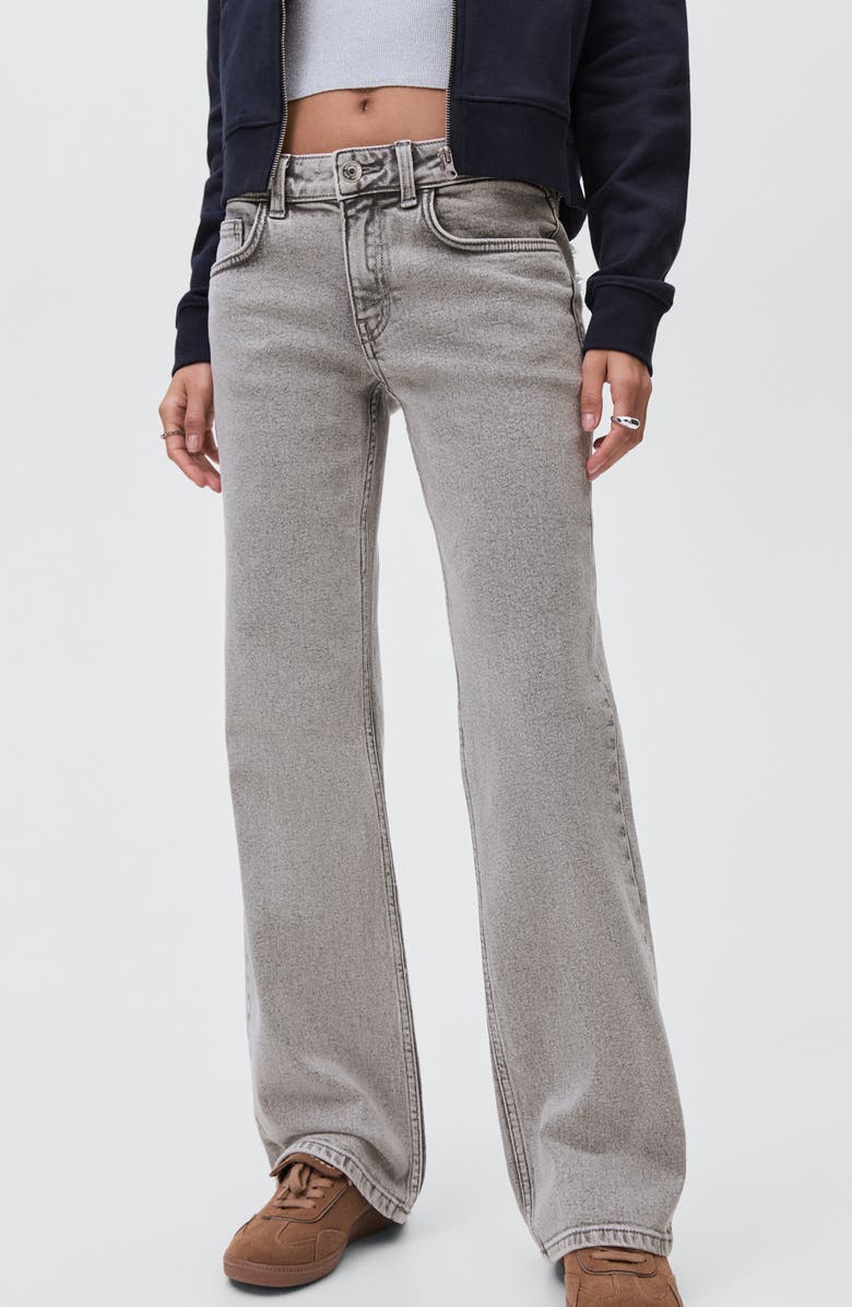 MANGO TEEN Frayed Butterfly Straight Leg Jeans, Main, color, Denim Grey