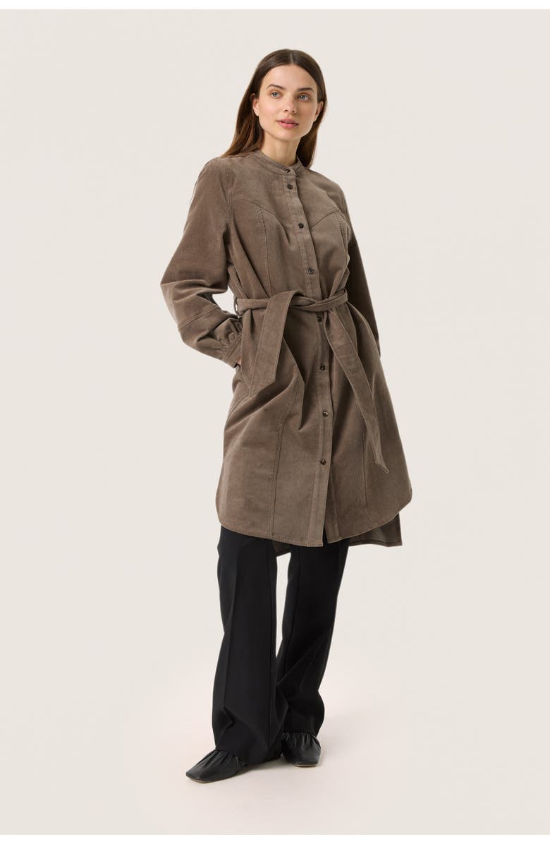 Soaked in Luxury Slhelle Corduroy Knee Length Shirt Dress, Main, color, Morel