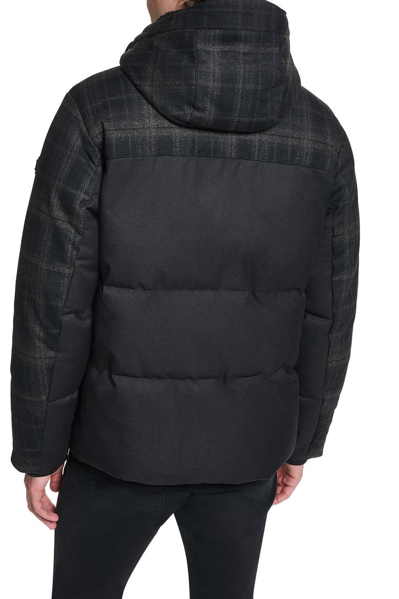 Mixed Media Hooded Jacket, Alternate, color, BLACK COMBO