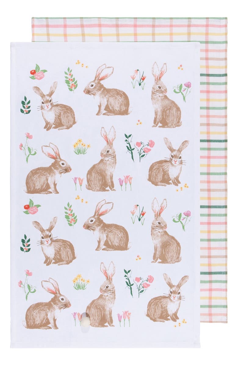 Now Designs Easter Bunny Set of 2 Tea Towels, Main, color, 