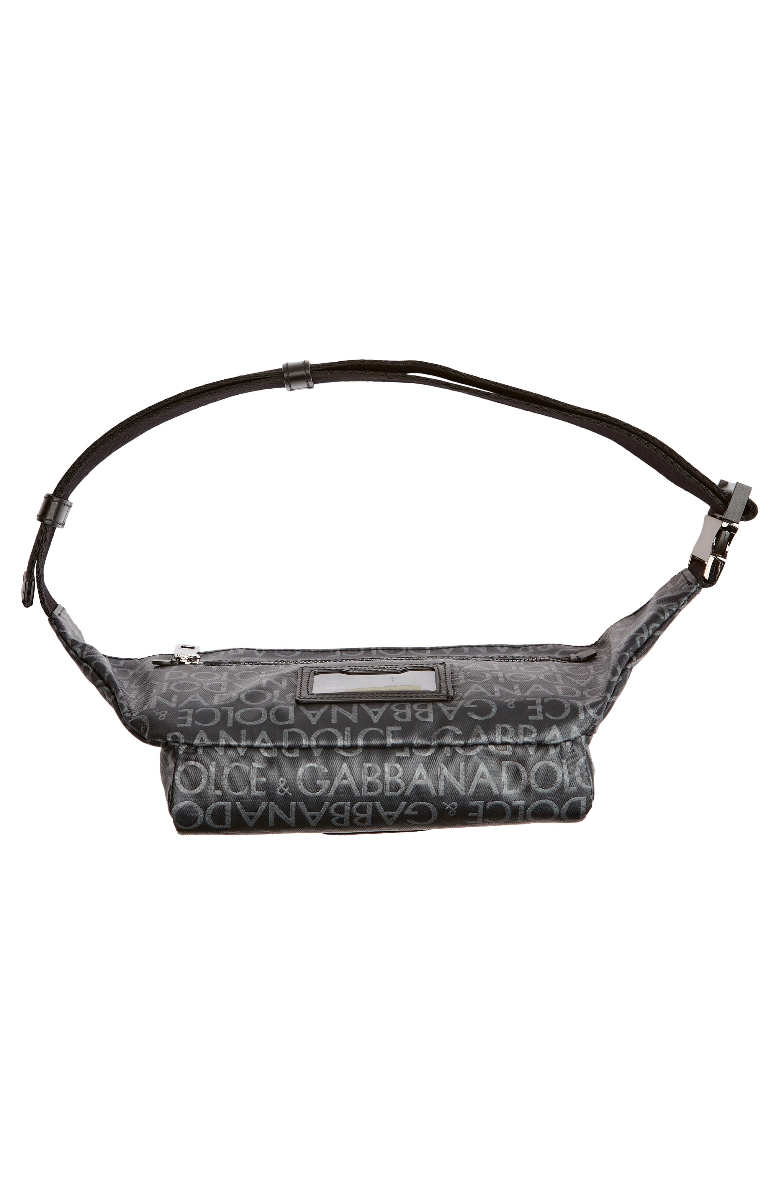 Dolce&Gabbana Logo Print Canvas Belt Bag, Alternate, color, Black/ Grey