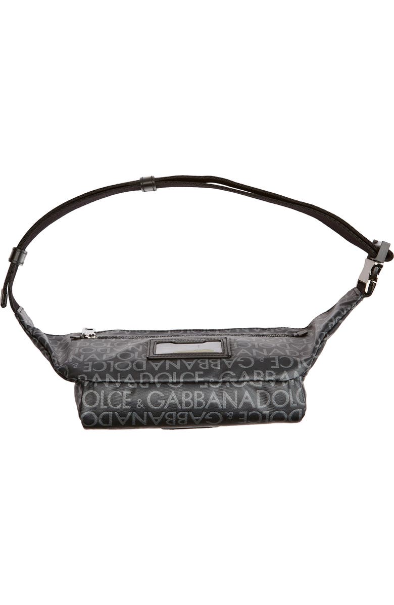 Dolce&Gabbana Logo Print Canvas Belt Bag, Alternate, color, Black/ Grey