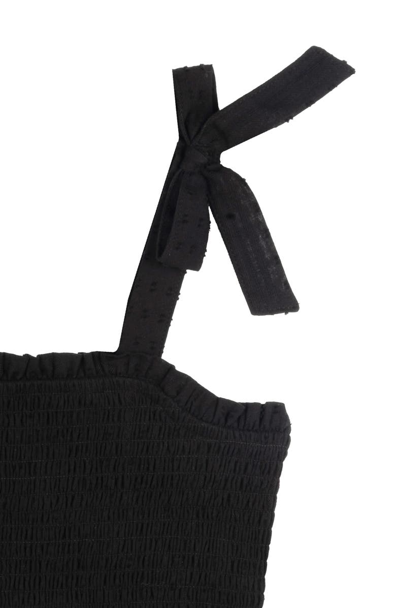 Rare Editions Kids' Tie Strap Smocked Party Dress, Alternate, color, Black
