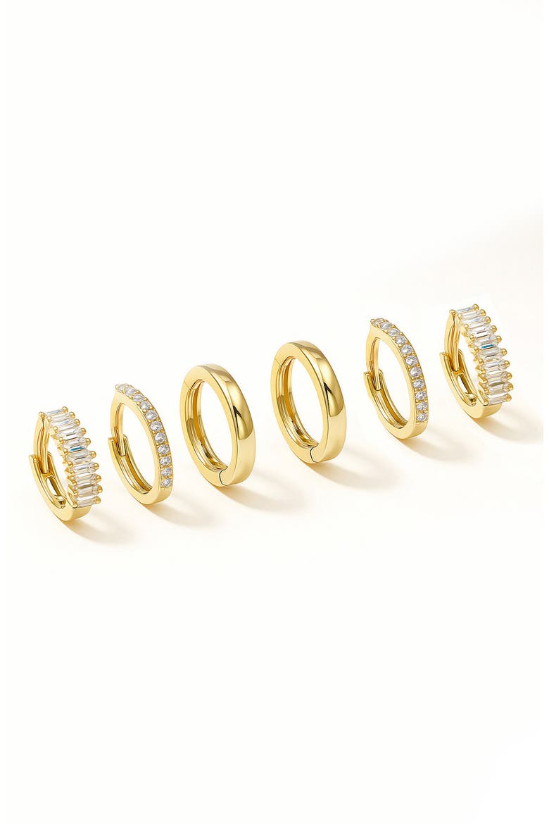 Minimalist Set of 3 Hoop Earrings, Main, color, GOLD