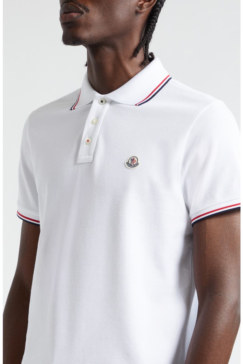 Tipped Cotton Piqué Polo, Alternate, color, WHITE/ WHITE