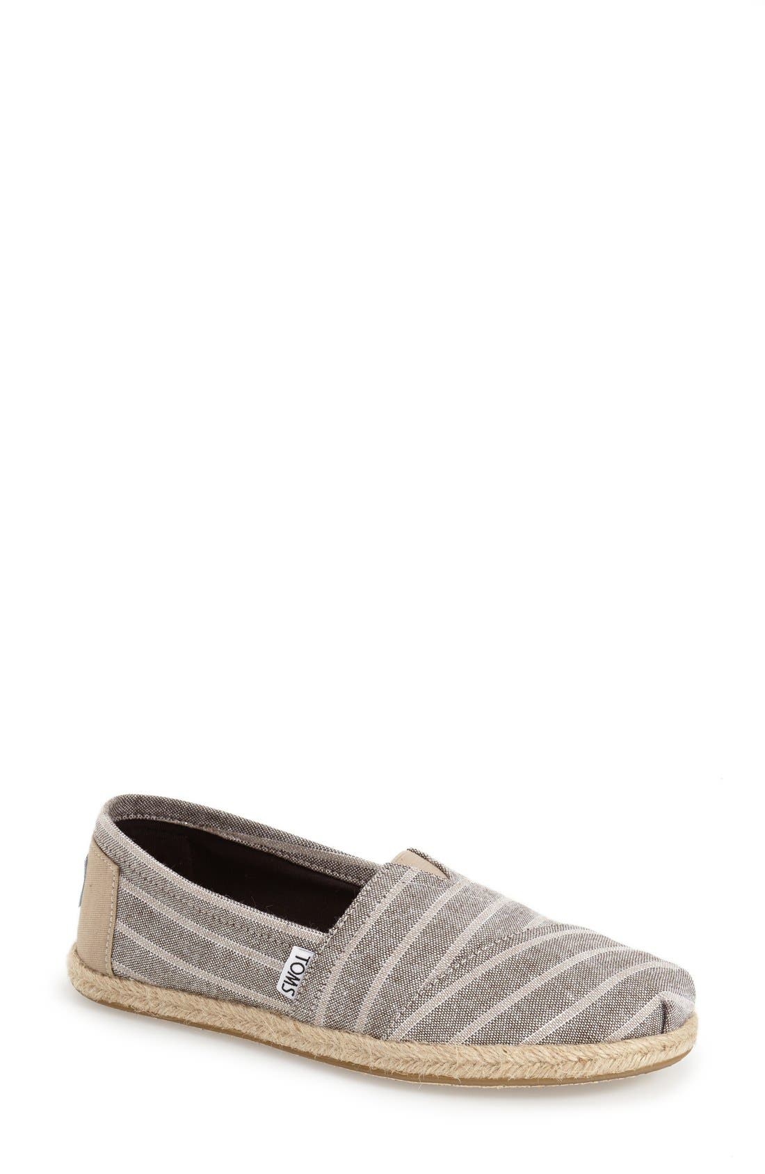 Stripe Espadrille Slip-On, Main, color, BROWN METALLIC STRIPE FABRIC