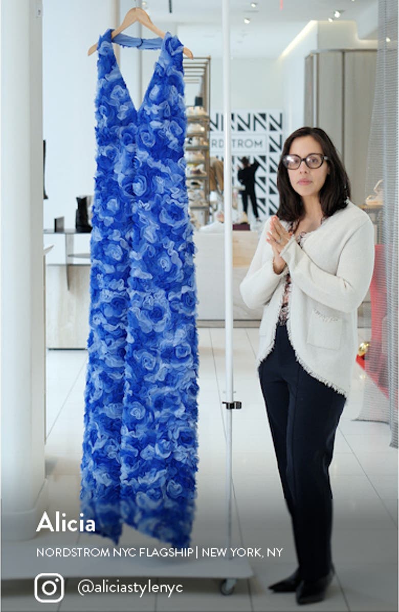 3-D Floral Halter Neck Gown, sales video thumbnail