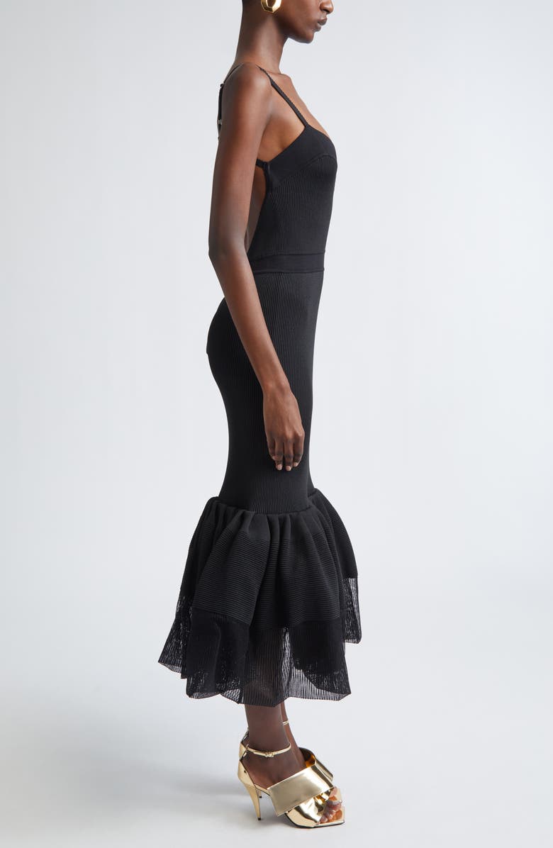 Givenchy Ruffle Hem Rib Body-Con Tank Dress, Alternate, color, Black