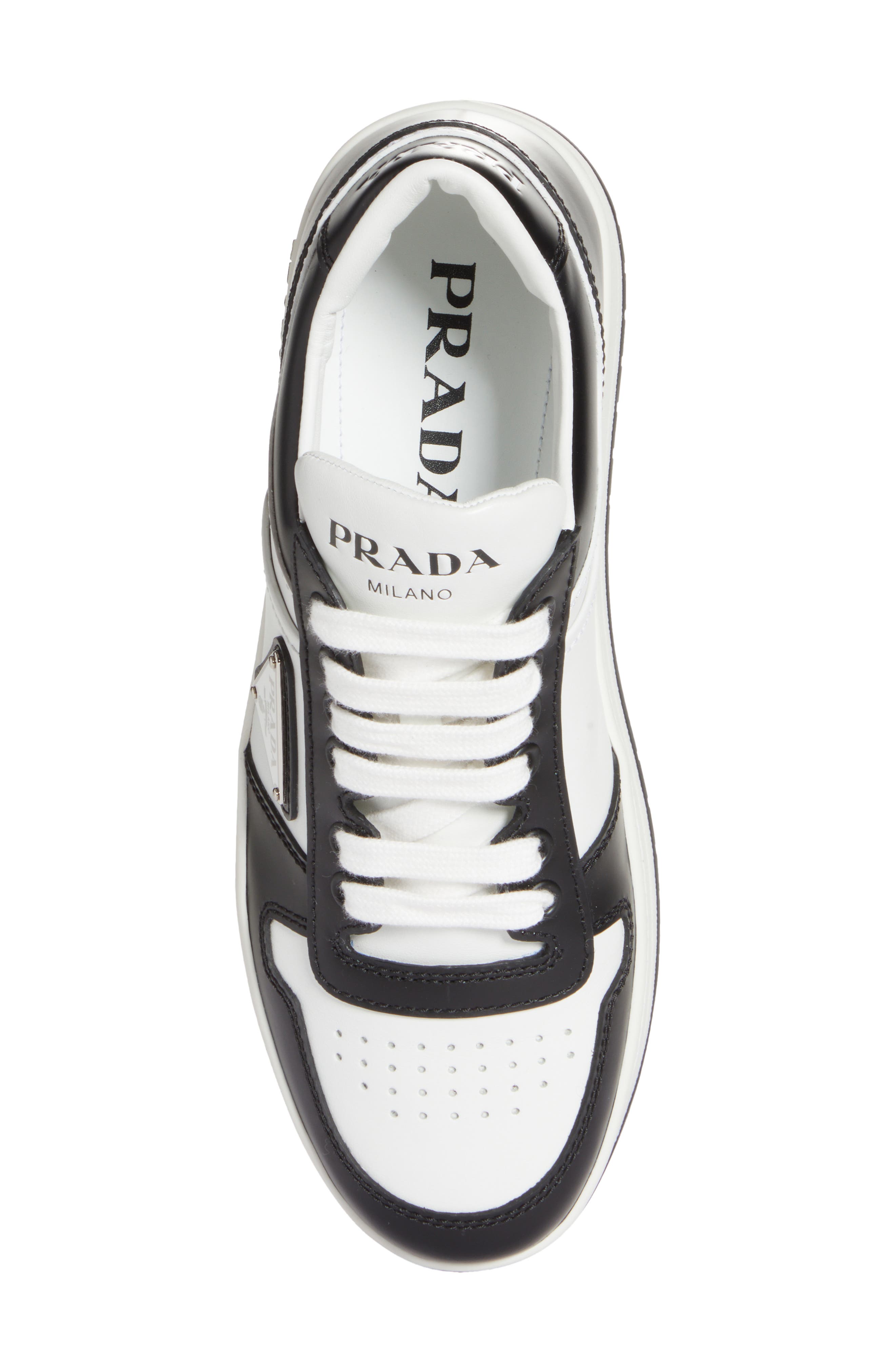 Prada Downtown Logo Low Top Sneaker, Alternate, color, 