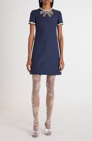 Valentino Garavani Crystal Embellished Bow Shift Dress