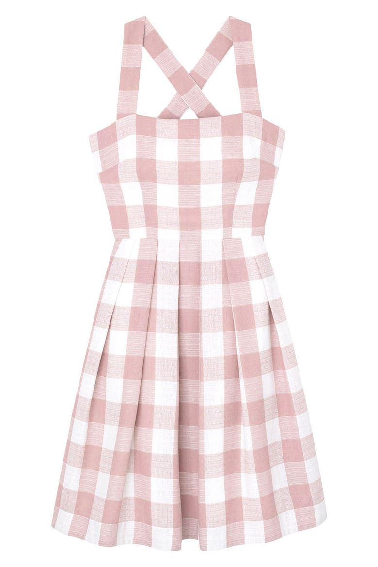 Polly Cross Back Pleated Sundress, Alternate, color, PINK/ WHITE