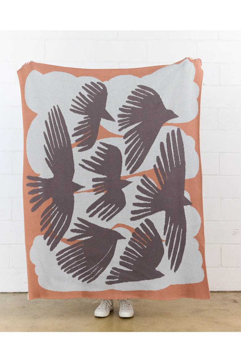 Crows Knit Throw Blanket, Alternate, color, Field Mark