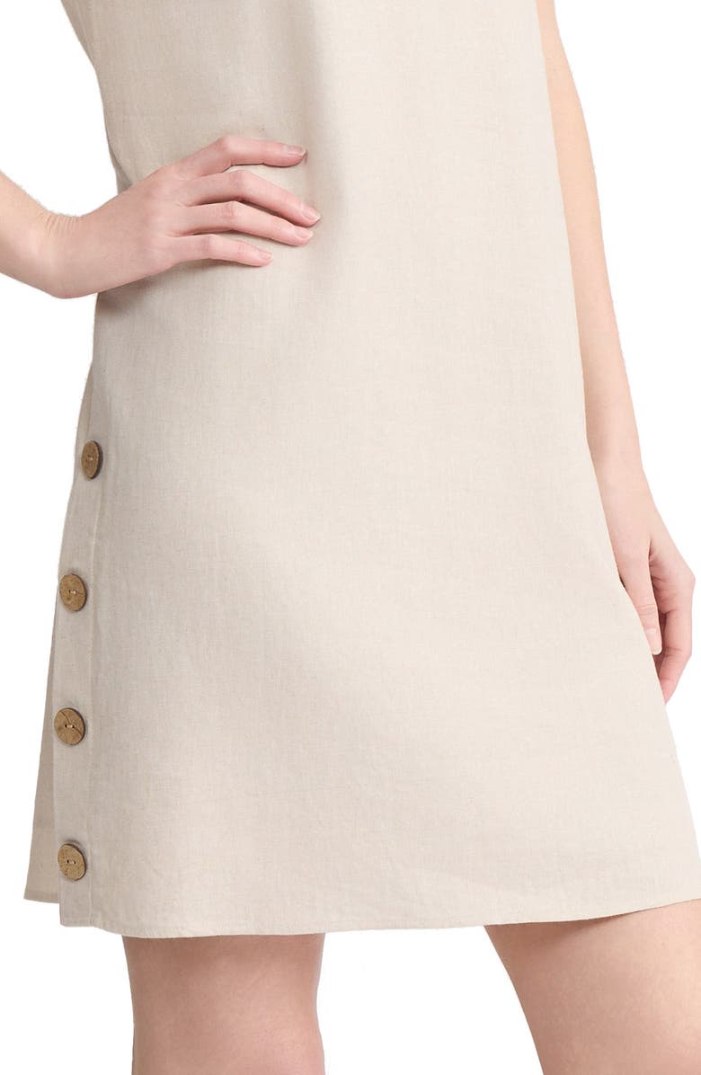 Jones New York Side Button Linen Blend Shift Dress, Alternate, color, Natural Stone