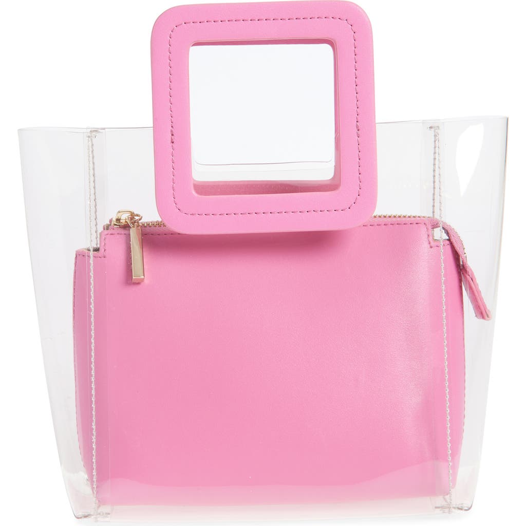 Staud Mini Shirley Transparent Handbag In Clear/pink