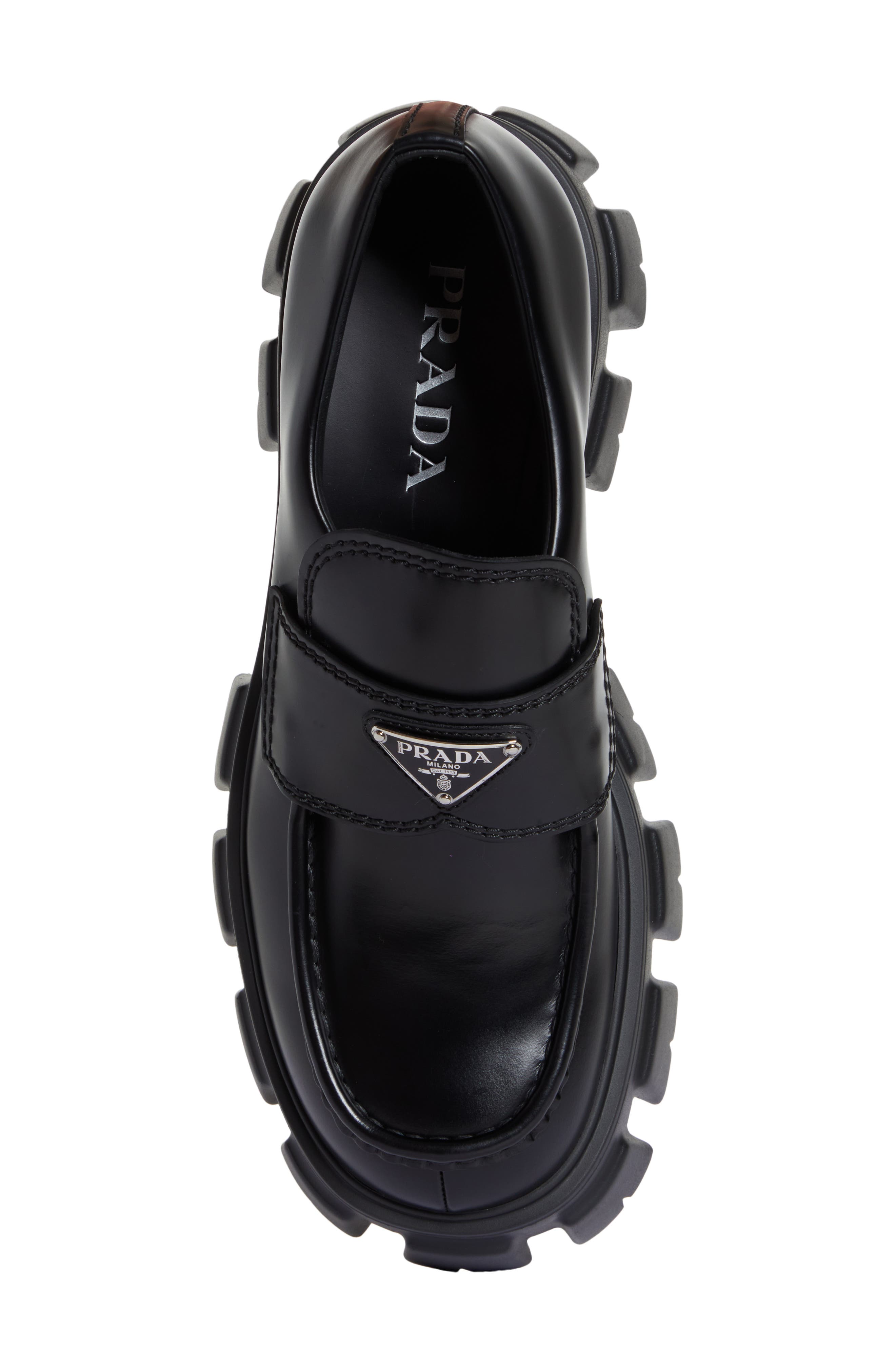Prada Monolith Lug Sole Loafer, Alternate, color, 